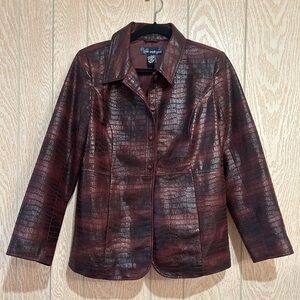 Susan Graver Maroon Croc-Embossed Jacket